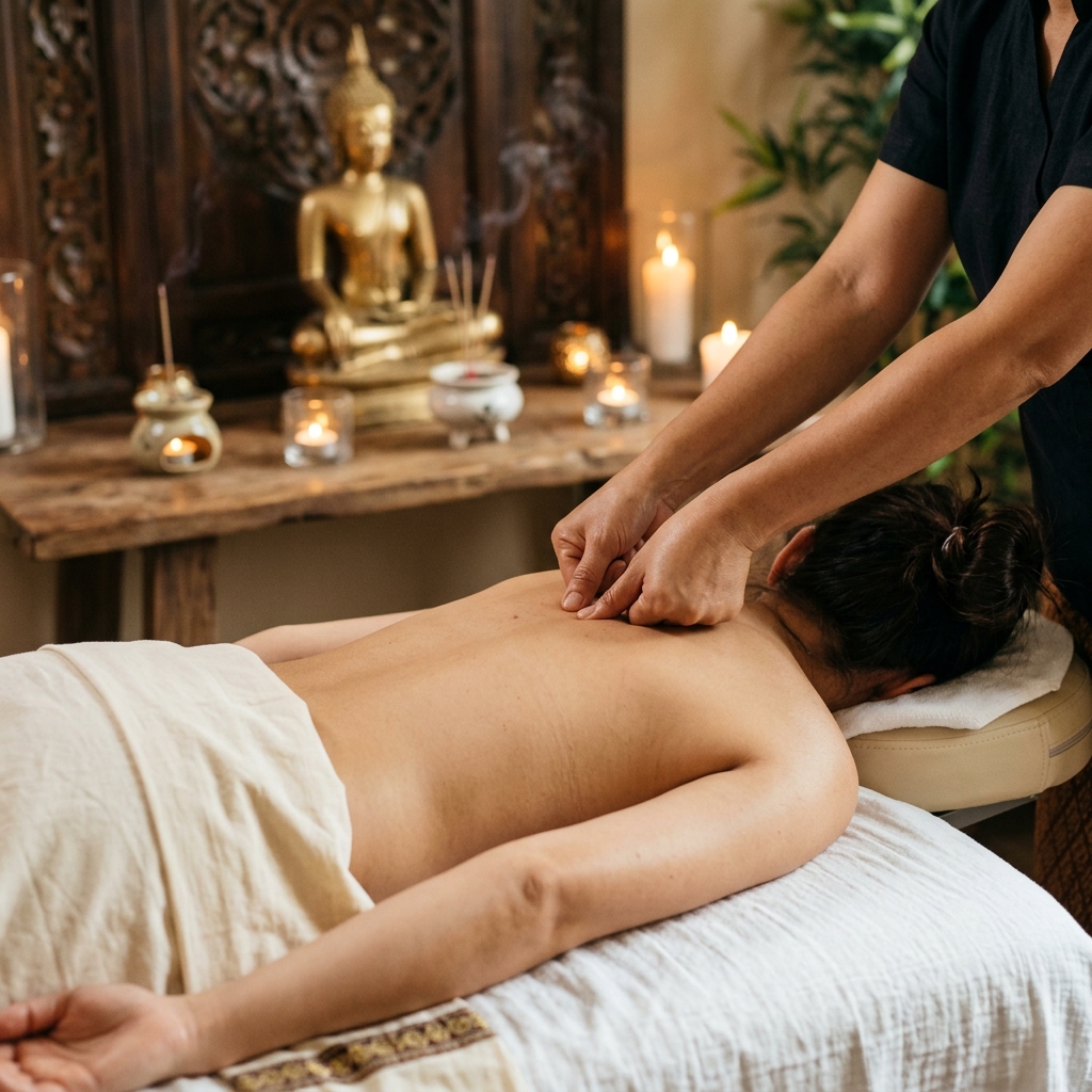 タイ古式マッサージの施術風景